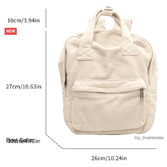 Vintage Corduroy Mini Backpack Purse Casual Retro Fashion Daypack Slim Fit main image 6